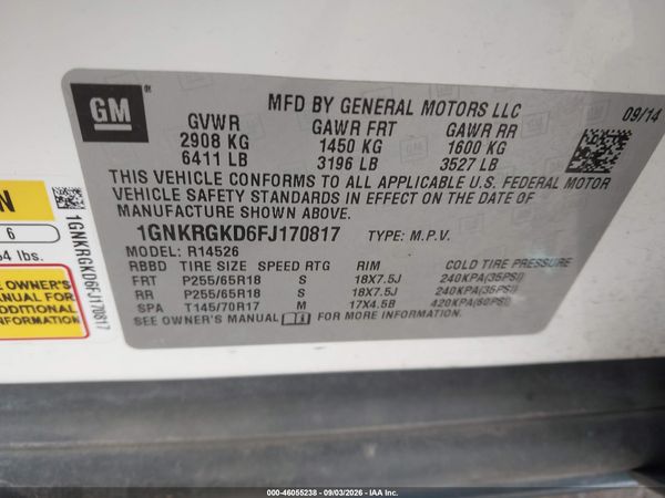 2015 CHEVROLET TRAVERSE 1LT — I9