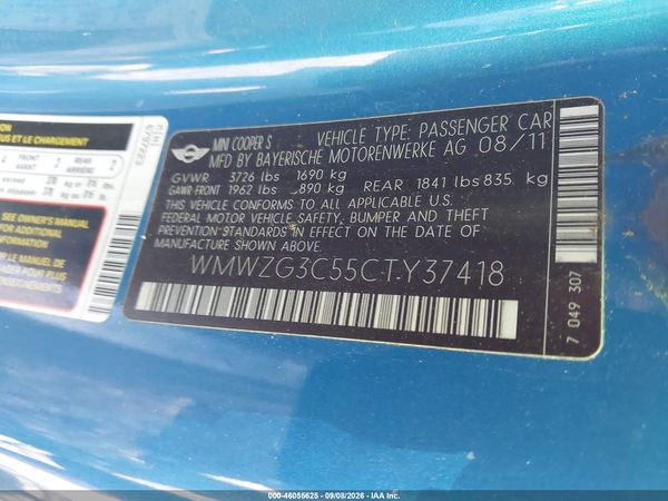 2012 MINI COOPER S CLUBMAN — I9