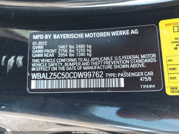 2012 BMW 650I XDRIVE