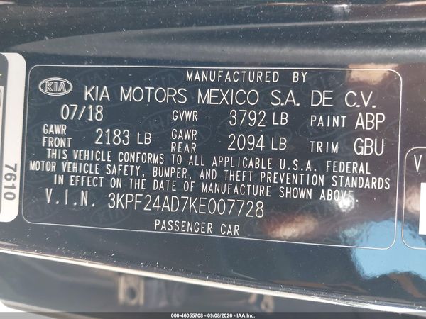 2019 KIA FORTE LXS — I9