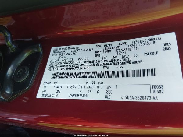 2019 FORD F-150 XLT — I9