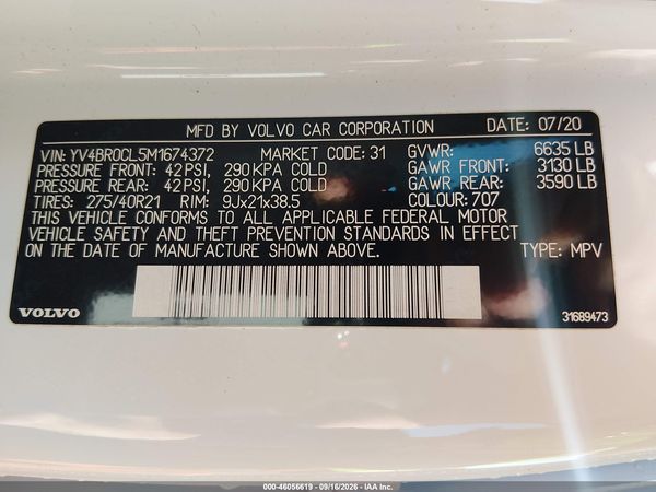 2021 VOLVO XC90 RECHARGE PLUG-IN HYBRID — I9