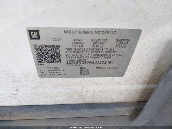 2018 CHEVROLET TRAVERSE 1LT — I9