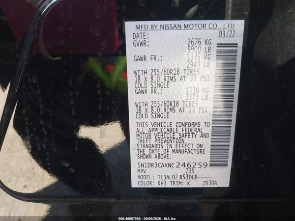2022 NISSAN PATHFINDER SL 2WD
