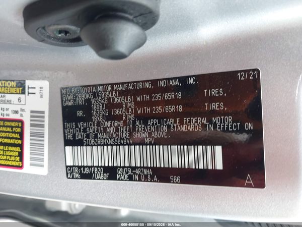 2022 TOYOTA HIGHLANDER LE — I9