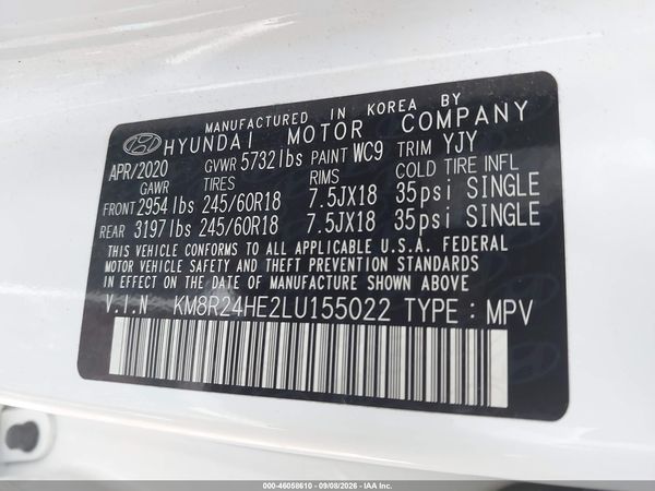 2020 HYUNDAI PALISADE SEL — I9