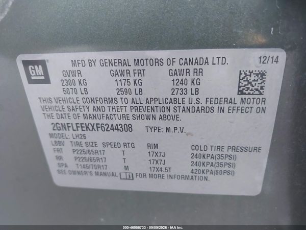 2015 CHEVROLET EQUINOX 1LT — I9