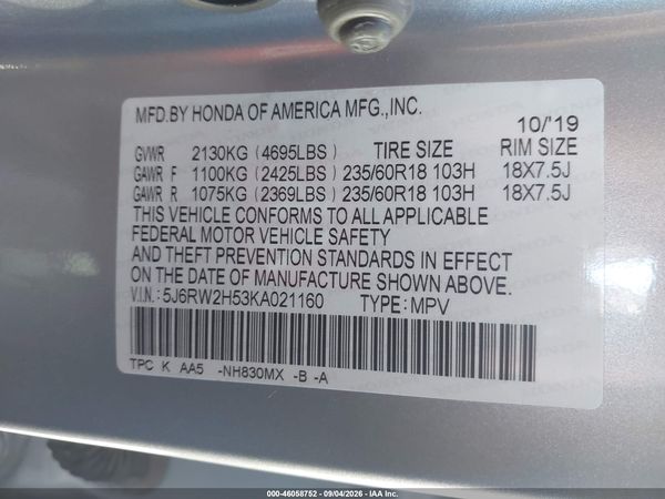 2019 HONDA CR-V EX — I9