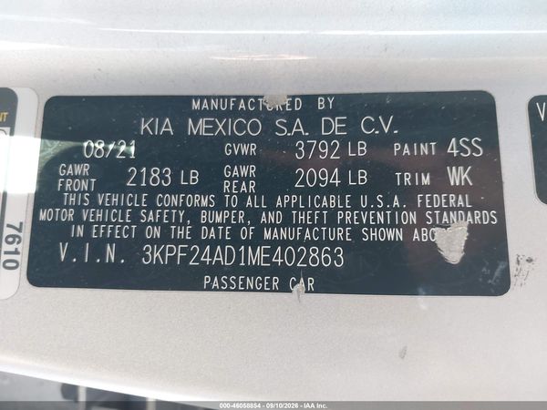 2021 KIA FORTE LXS — I9