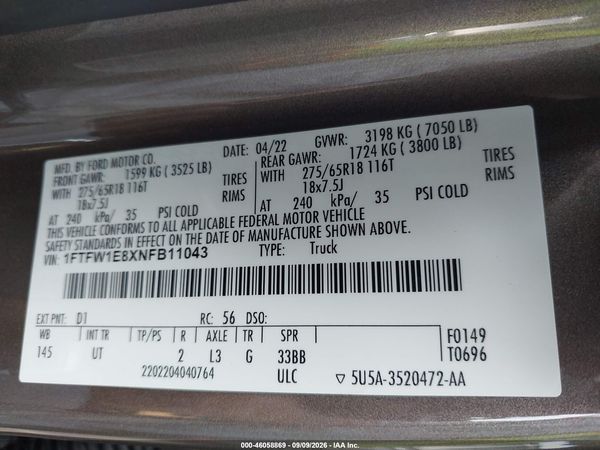 2022 FORD F-150 XLT — I9