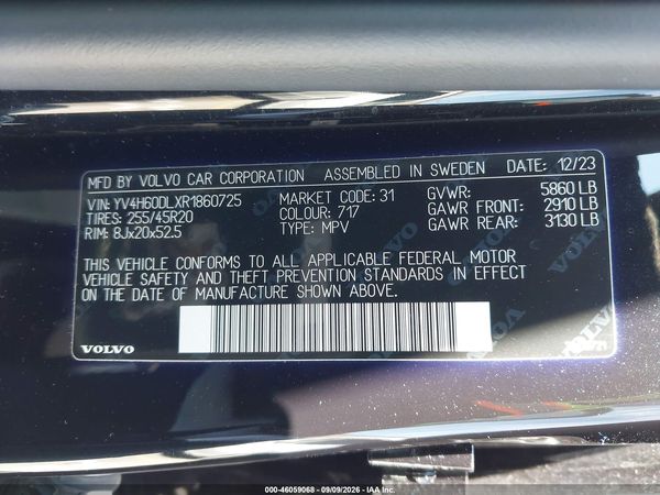 2024 VOLVO XC60 RECHARGE PLUG-IN HYBRID T8 PLUS DARK THEME — I9