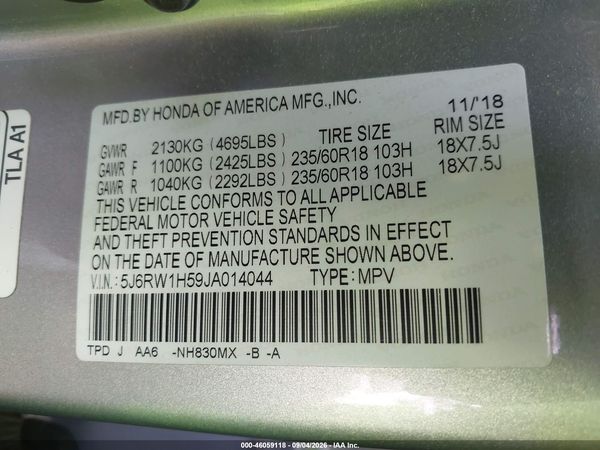 2018 HONDA CR-V EX — I9