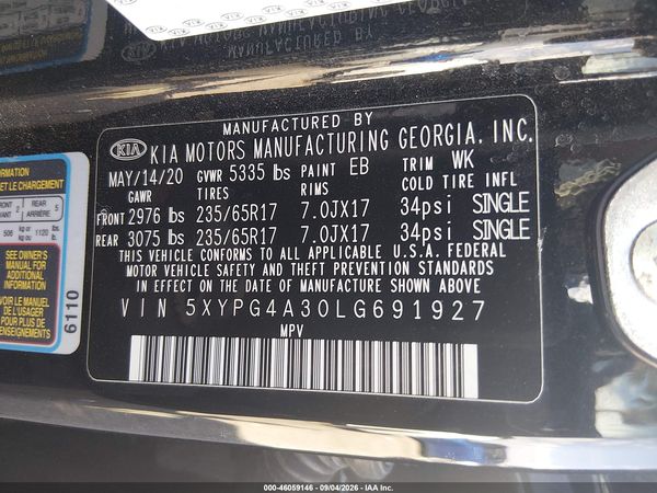 2020 KIA SORENTO 2.4L LX — I9