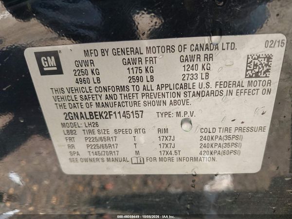 2015 CHEVROLET EQUINOX LT — I9