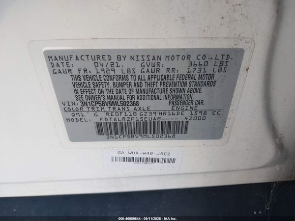2021 NISSAN KICKS S XTRONIC CVT