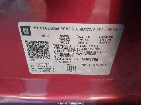 2018 CHEVROLET SILVERADO 1500 2LT — I9