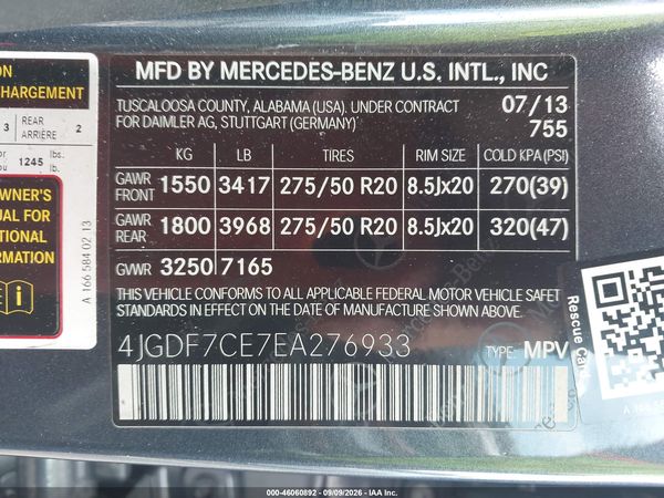 2014 MERCEDES-BENZ GL 450 4MATIC — I9