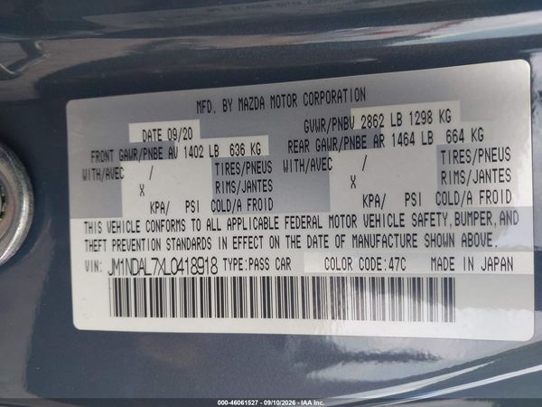 2020 MAZDA MX-5 MIATA RF CLUB — I9