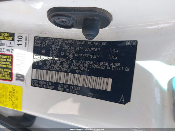 2017 TOYOTA SIENNA LE 8 PASSENGER — I9