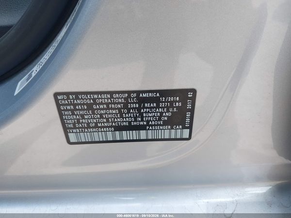 2017 VOLKSWAGEN PASSAT 1.8T SE — I9