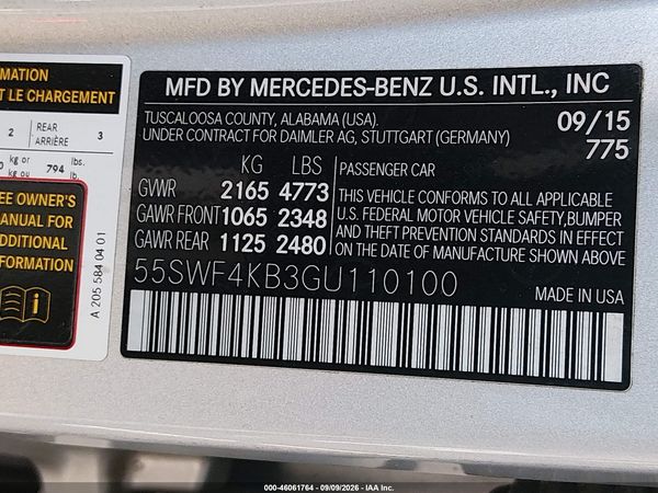 2016 MERCEDES-BENZ C 300 SPORT 4MATIC — I9