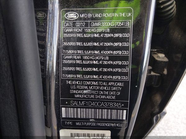 2012 LAND ROVER RANGE ROVER HSE