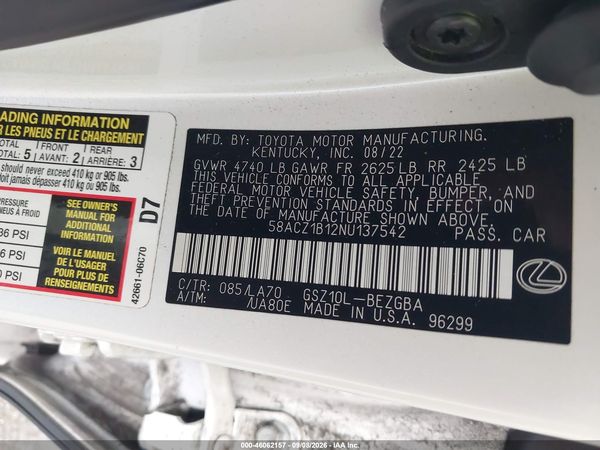 2022 LEXUS ES 350 350 Base — I9