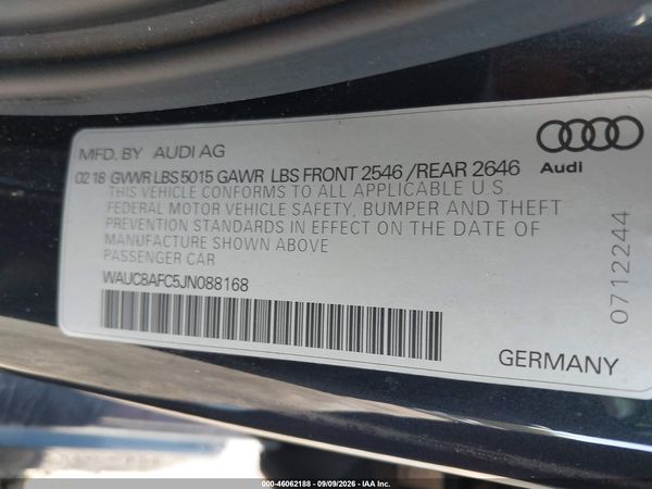 2018 AUDI A6 2.0T PREMIUM/2.0T SPORT — I9