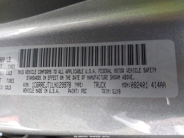 2020 RAM 1500 LARAMIE  4X2 5'7 BOX — I9