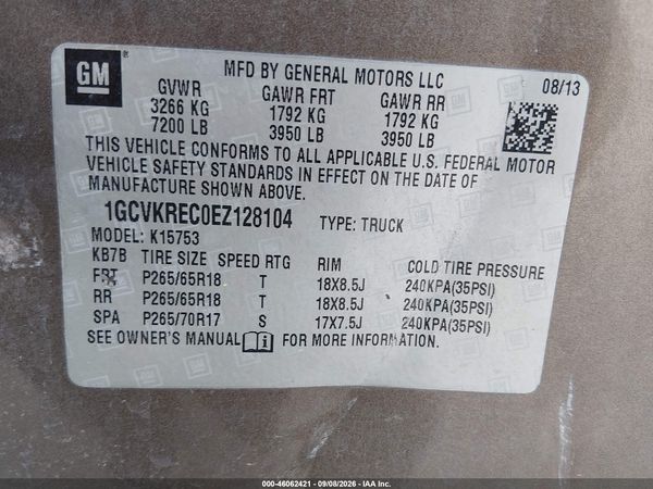 2014 CHEVROLET SILVERADO 1500 2LT — I9
