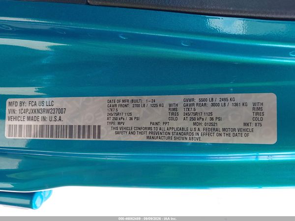 2024 JEEP WRANGLER 4-DOOR SPORT RHD 4X4 — I9