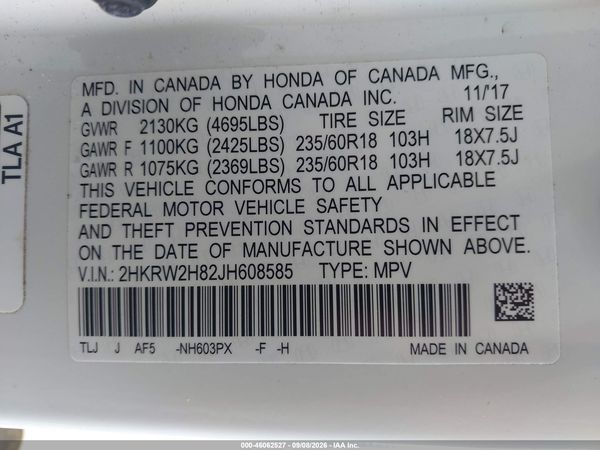 2018 HONDA CR-V EX-L/EX-L NAVI — I9