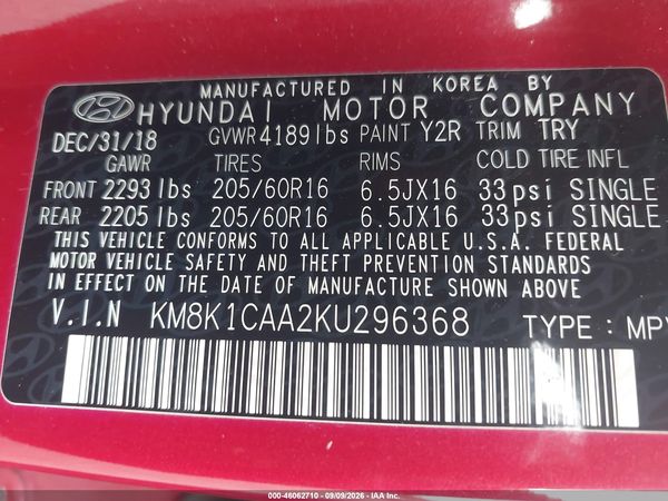 2019 HYUNDAI KONA SE — I9