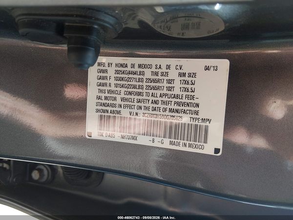 2013 HONDA CR-V EX — I9