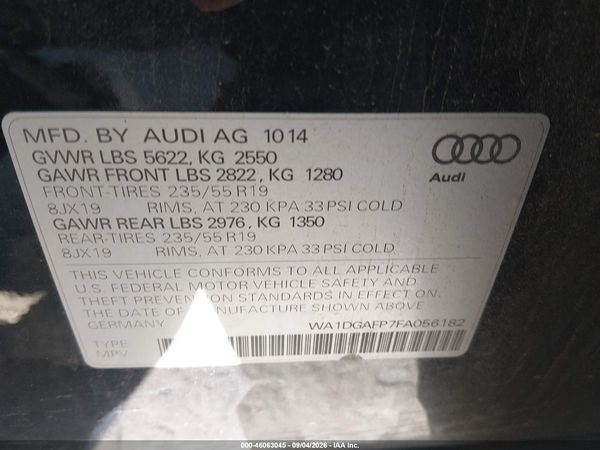 2015 AUDI Q5 3.0T PREMIUM PLUS — I9