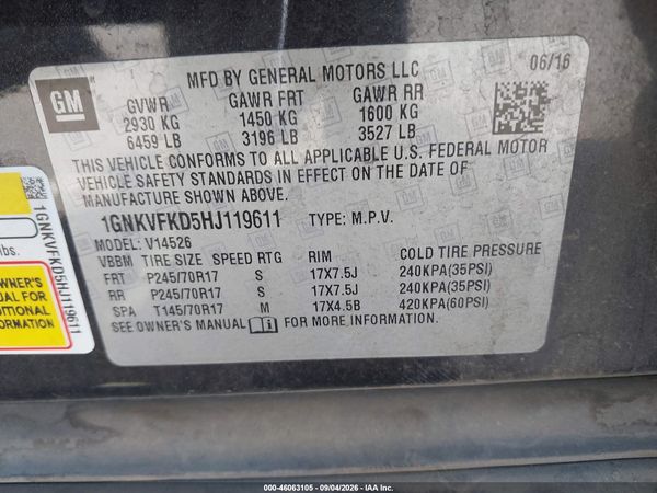 2017 CHEVROLET TRAVERSE LS — I9