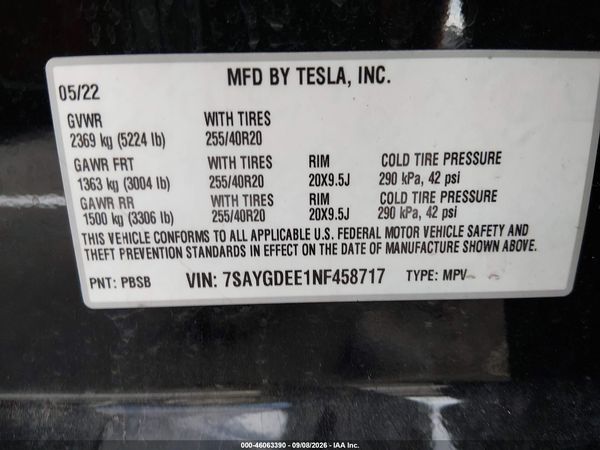 2022 TESLA MODEL Y — I9