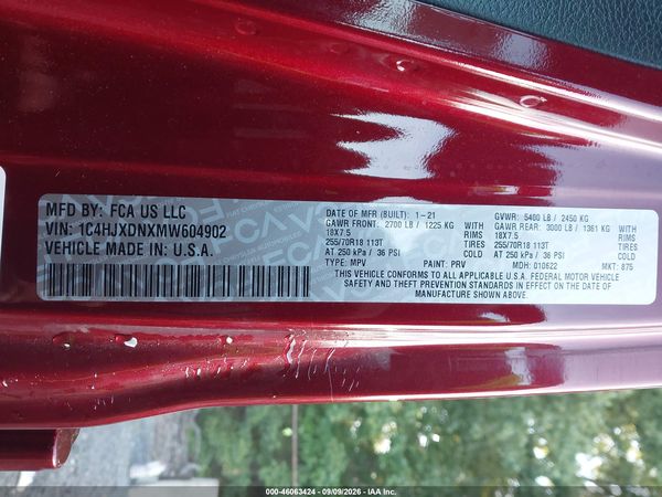 2021 JEEP WRANGLER UNLIMITED SPORT ALTITUDE 4X4 — I9