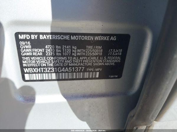 2016 BMW X1 XDRIVE28I — I9