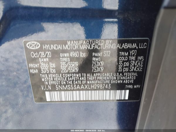 2020 HYUNDAI SANTA FE LIMITED 2.0T — I9