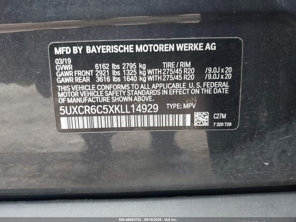 2019 BMW X5 XDRIVE40I — I9