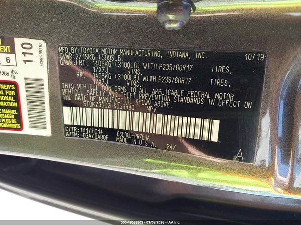 2020 TOYOTA SIENNA LE — I9