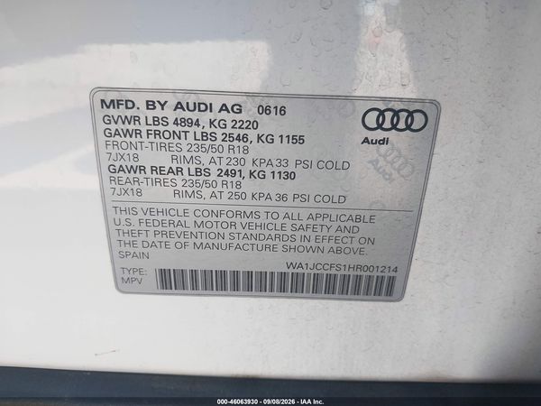 2017 AUDI Q3 2.0T PREMIUM — I9