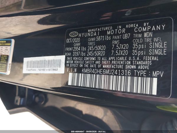 2021 HYUNDAI PALISADE SEL — I9