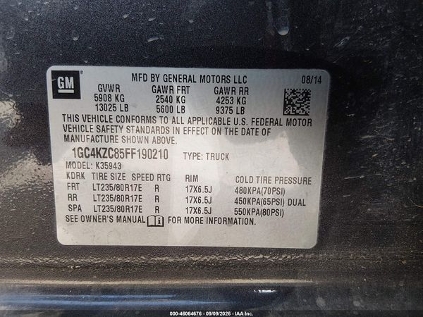 2015 CHEVROLET SILVERADO 3500HD LT — I9