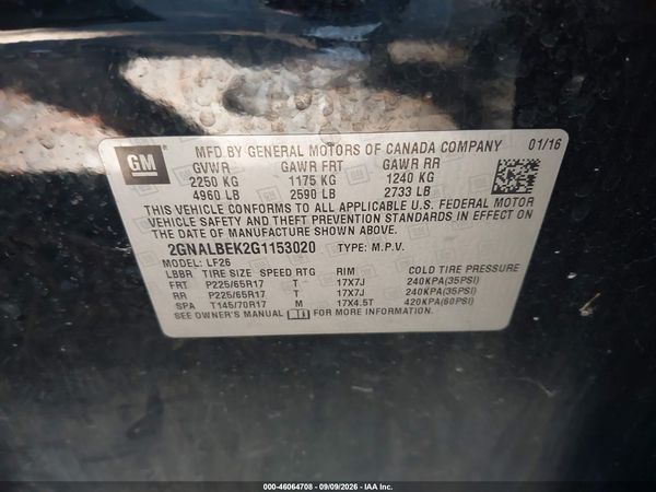 2016 CHEVROLET EQUINOX LS — I9