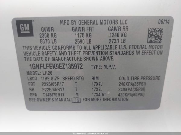 2014 CHEVROLET EQUINOX 1LT — I9