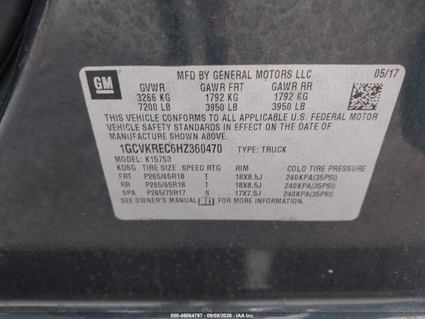 2017 CHEVROLET SILVERADO 1500 1LT — I9