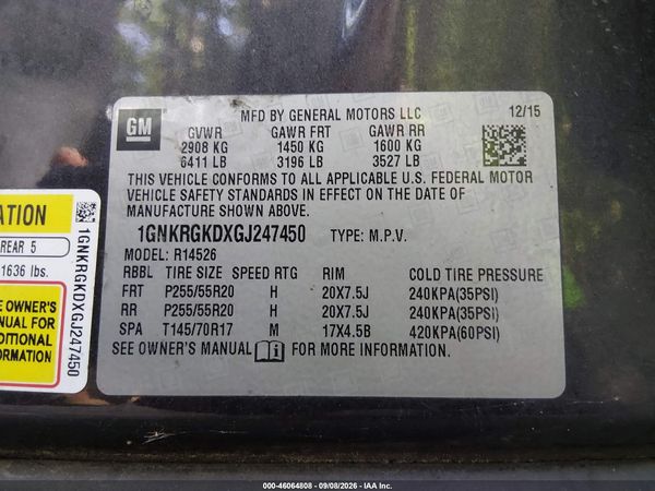 2016 CHEVROLET TRAVERSE 1LT — I9