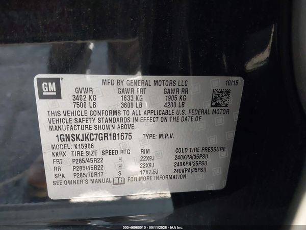 2016 CHEVROLET SUBURBAN LTZ — I9